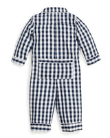 Baby's Twill Classic Romper in Navy Gingham