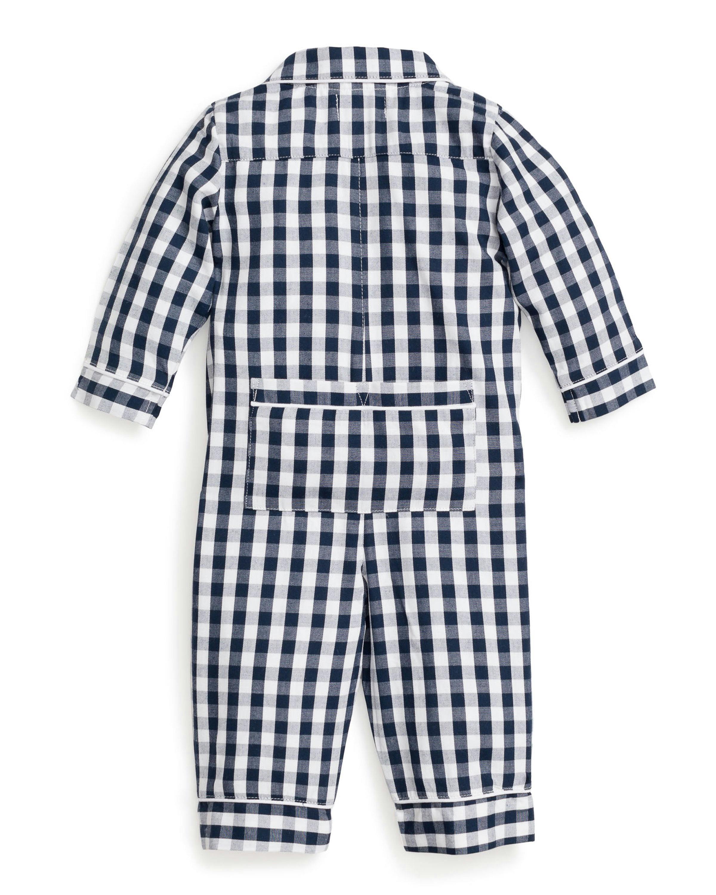 Baby's Twill Classic Romper in Navy Gingham