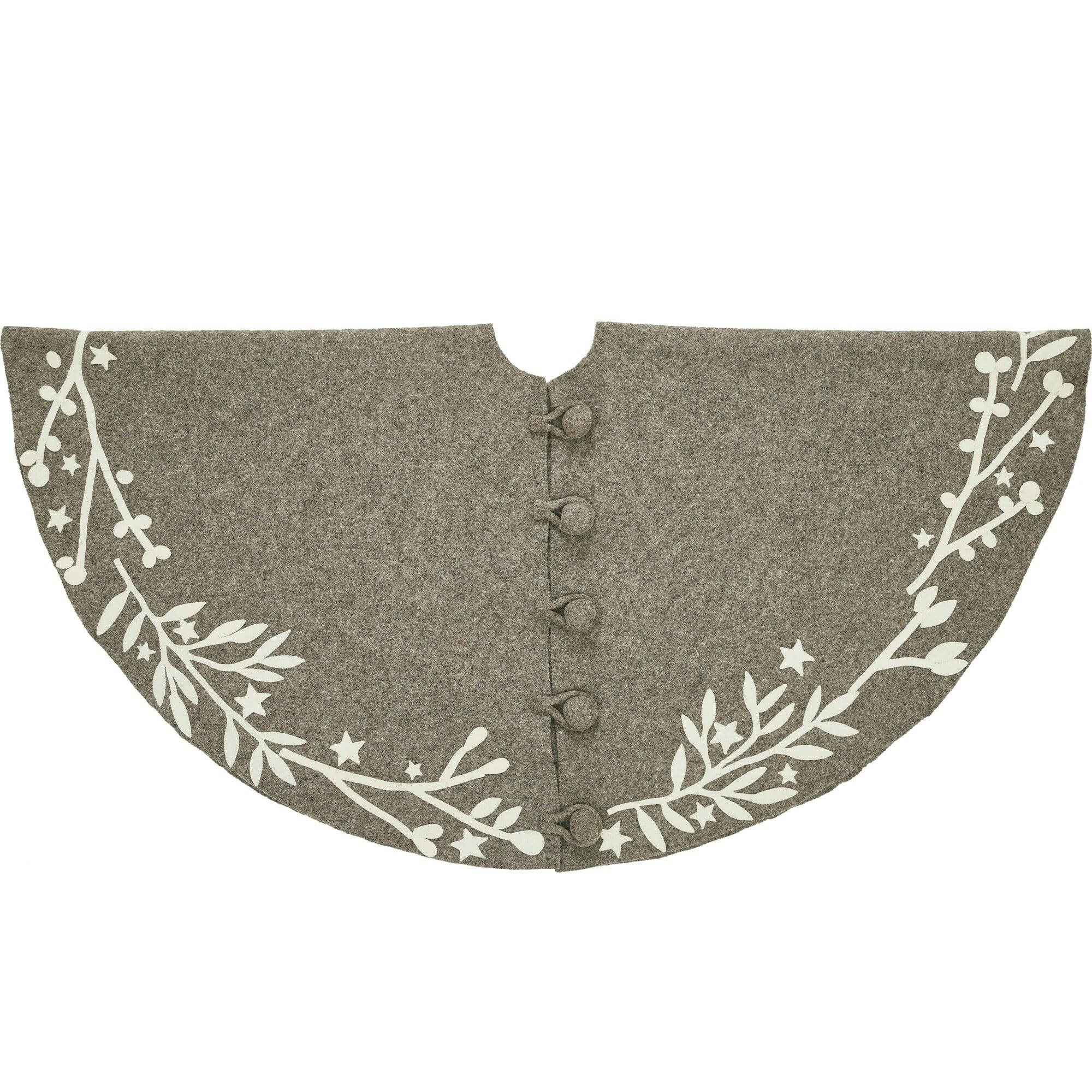 Handmade Felt Branches and Stars Gray Christmas Tree Skirt Arcadia Home