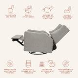 Kiwi Electronic Recliner and Swivel Glider with USB port in Performance Grey Eco-Weave