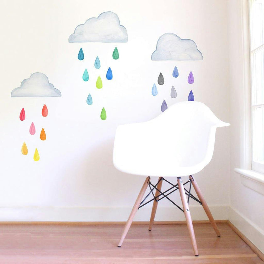 Rainbow Raindrops • Peel-and-Stick Wall Decals