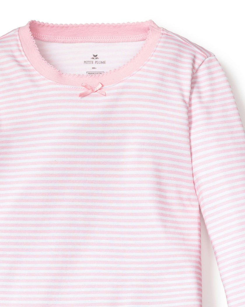 Kid's Pima Snug Fit Pajama Set in Pink Stripe