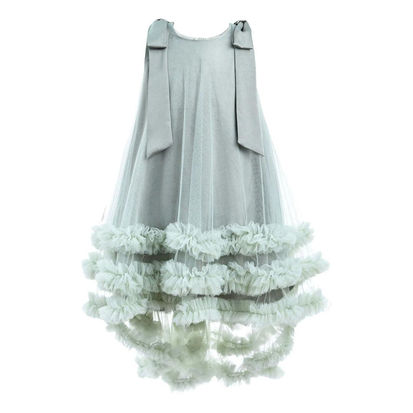 Green Violeta Sleeveless Ruffle Overlay Dress