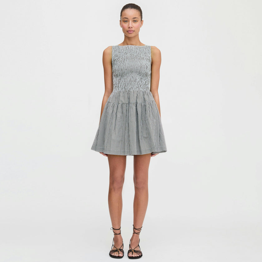The Cosima Mini Nap Dress - Black/Sand Gingham