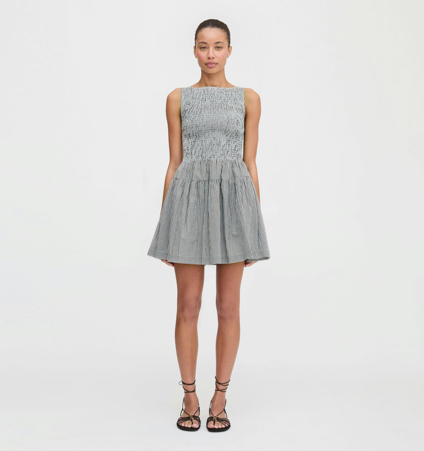 The Cosima Mini Nap Dress - Black/Sand Gingham