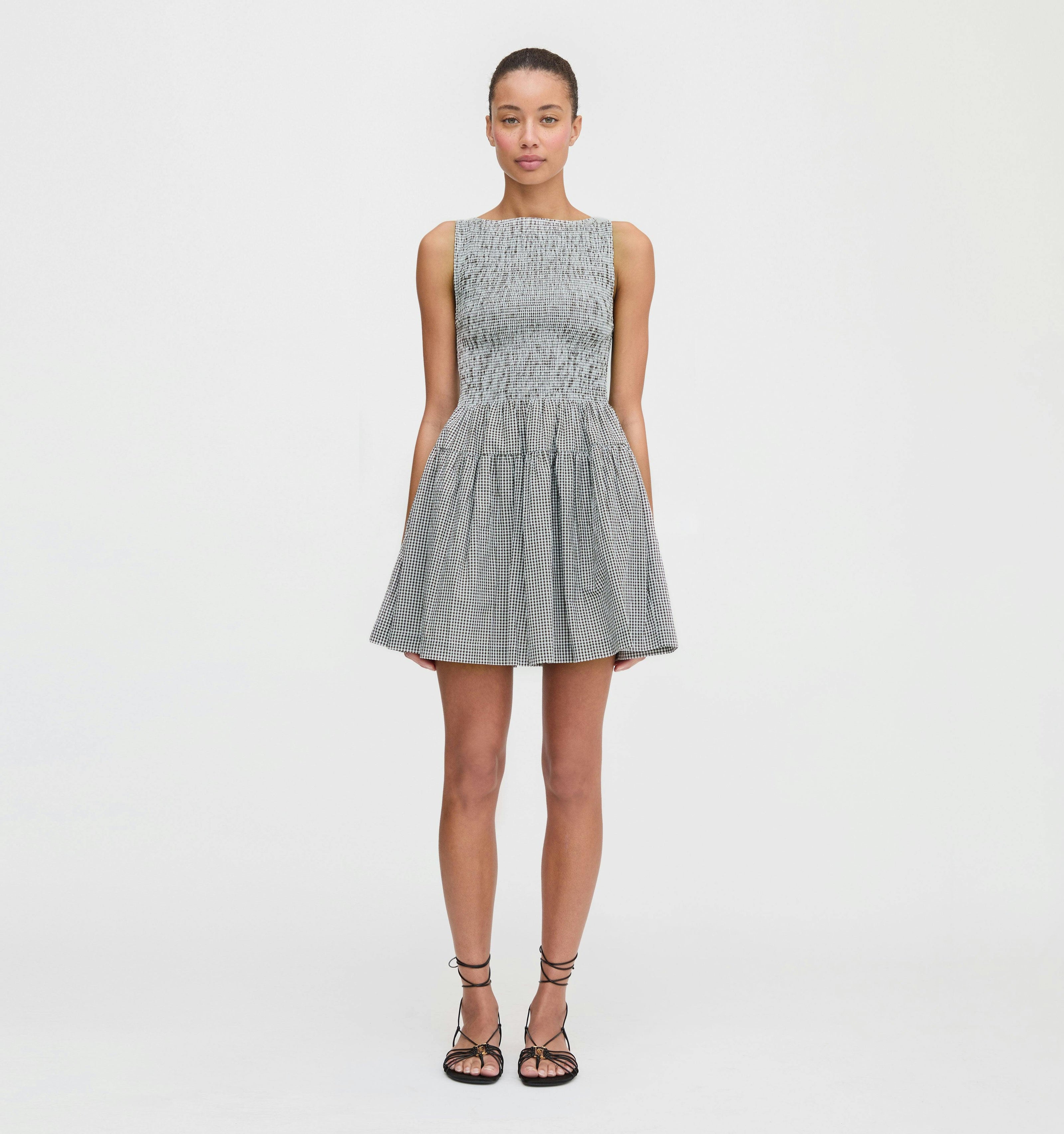 The Cosima Mini Nap Dress - Black/Sand Gingham