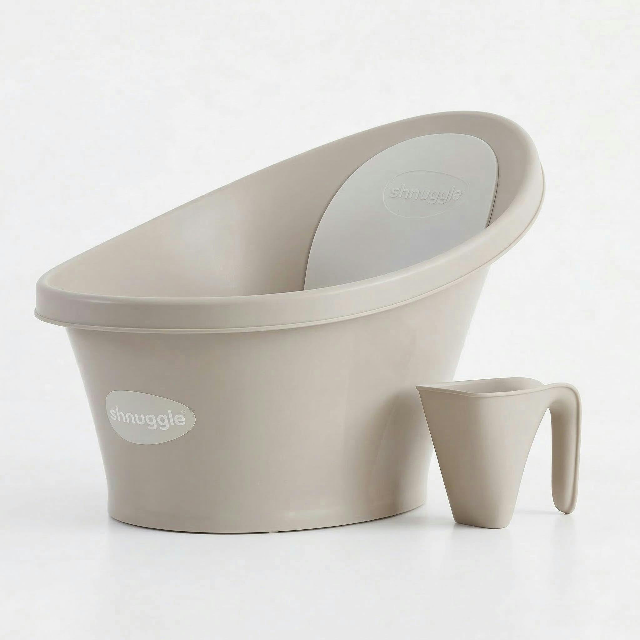 Newborn Bath Essentials Bundle | Baby Bath with Support Bump, Soft Backrest & Rinse Jug | Safe & Stylish Bathtime Set
