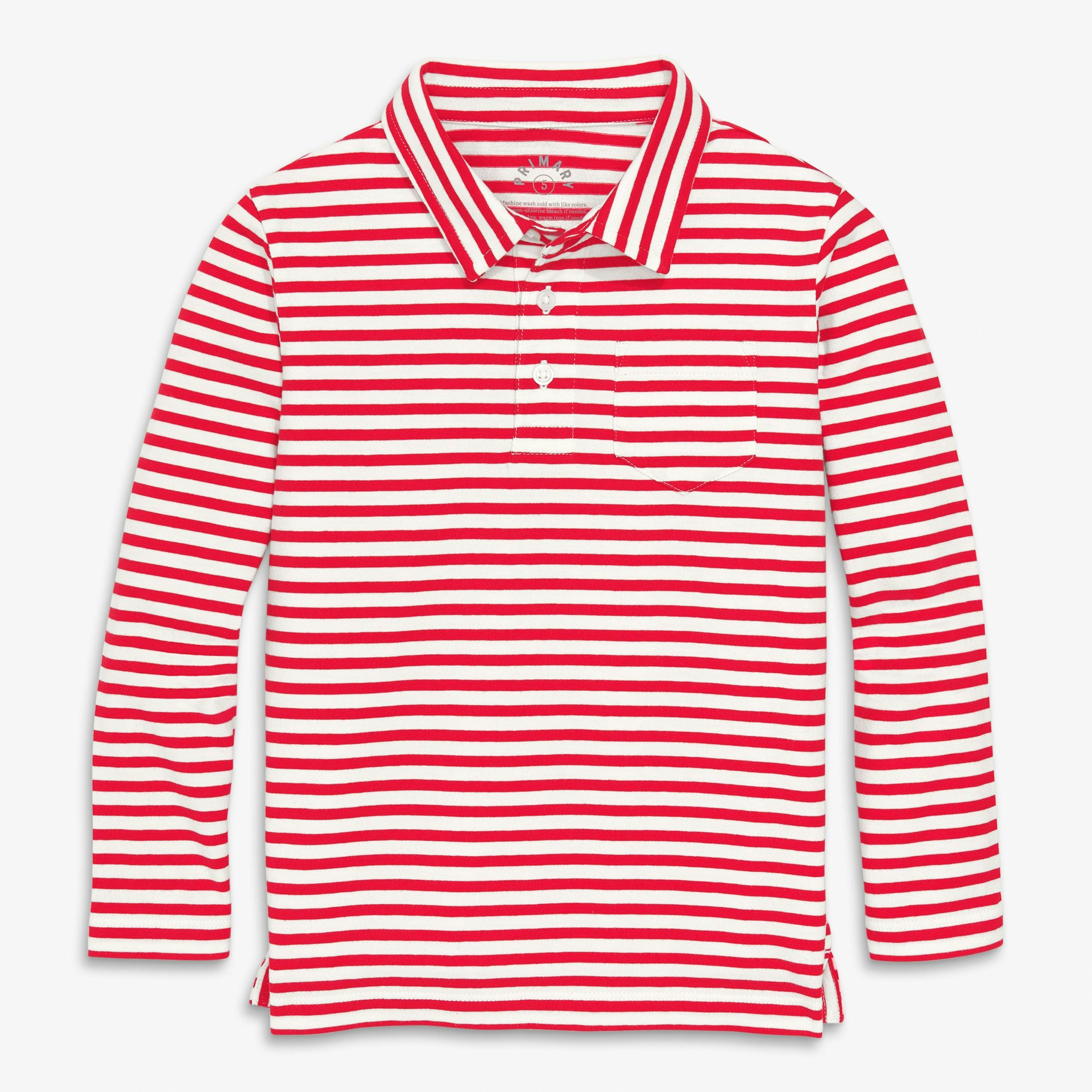 Kids long sleeve polo in stripe