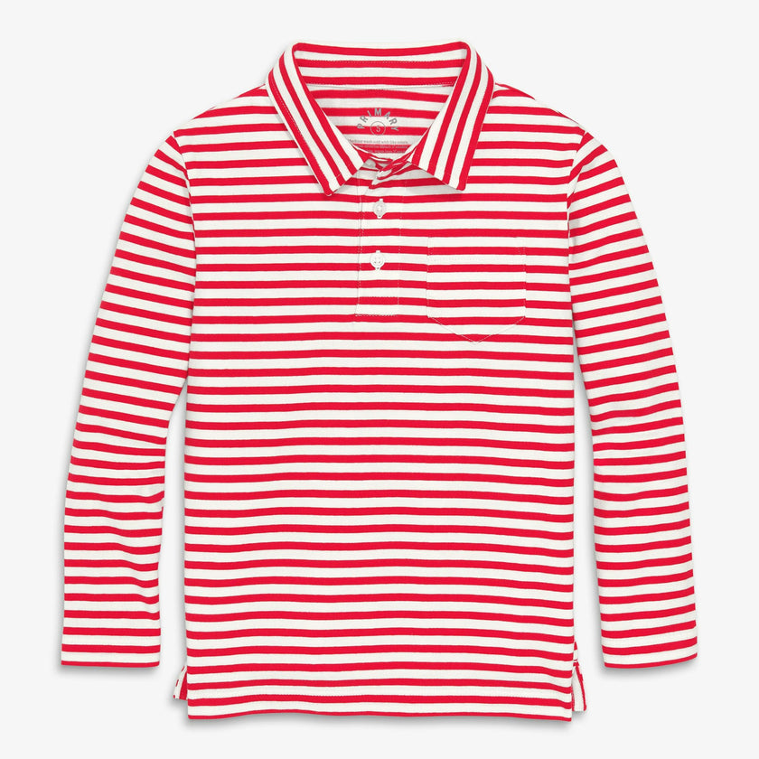 Kids long sleeve polo in stripe