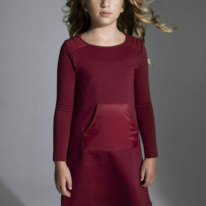 Puffed Pocket Long Sleeve Dress