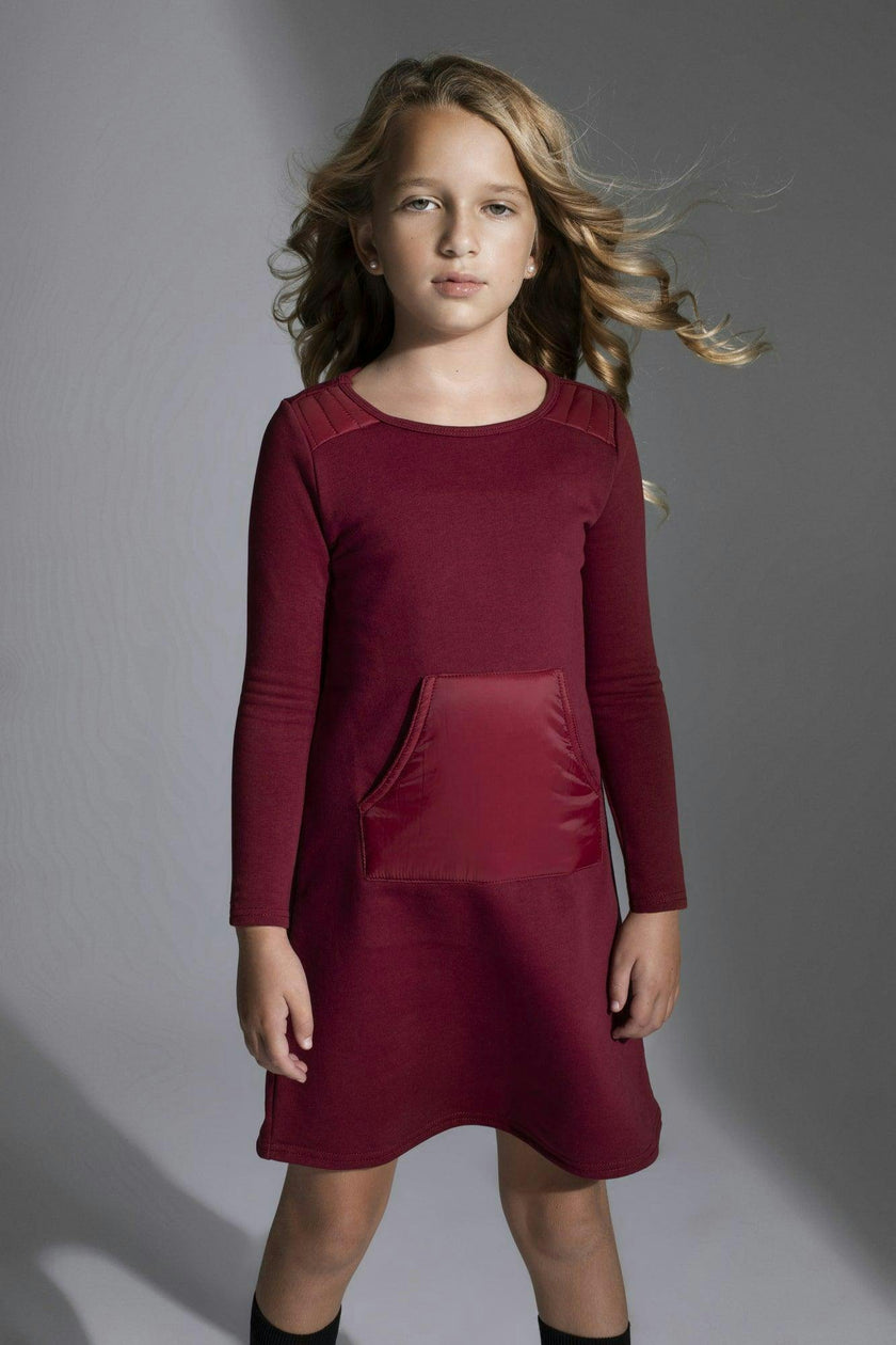 Puffed Pocket Long Sleeve Dress