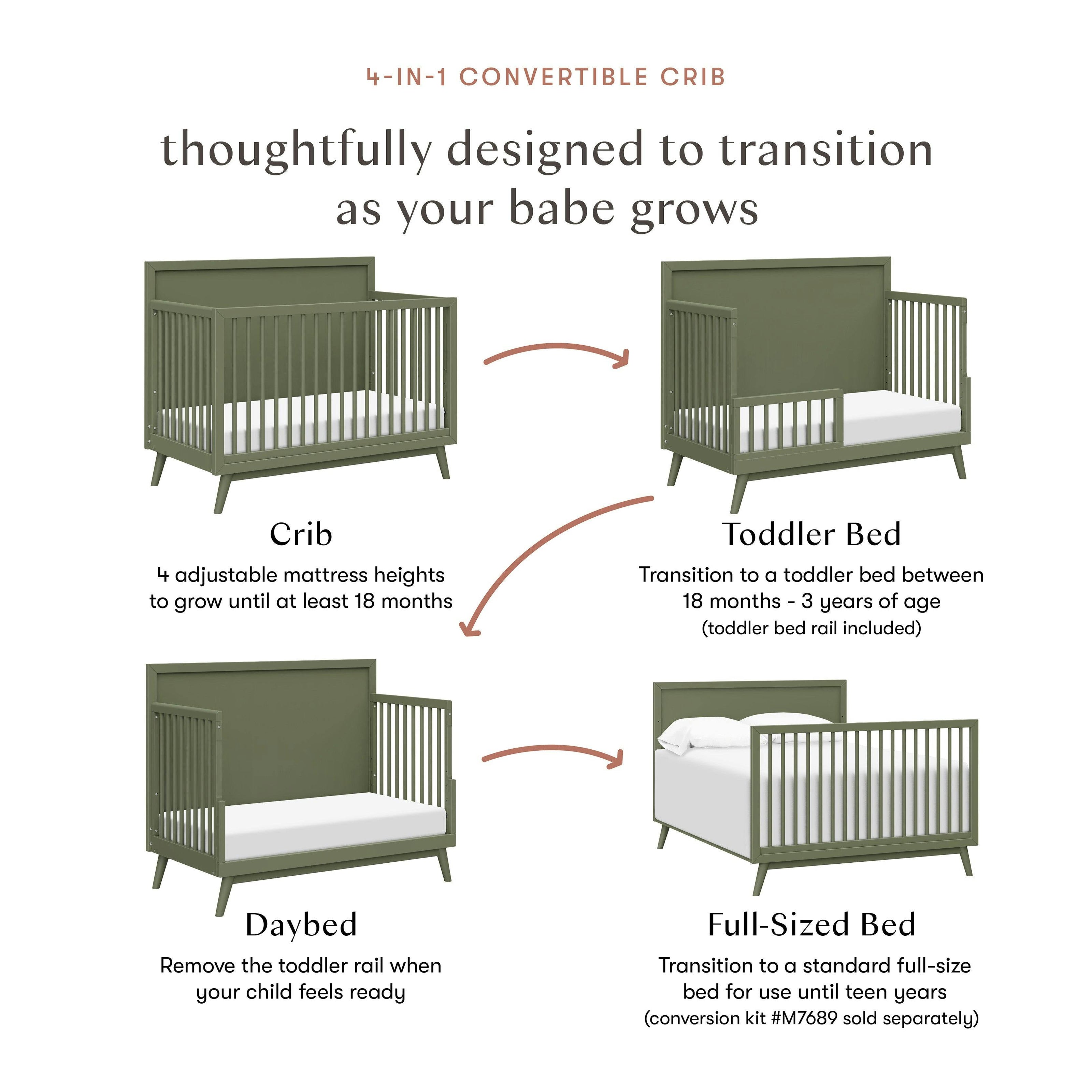 Babyletto Palma 4-in-1 Convertible Crib with Toddler Bed Conversion Kit