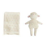 Pique Blanket and Penny Lamb Plush Toy Set - Cream