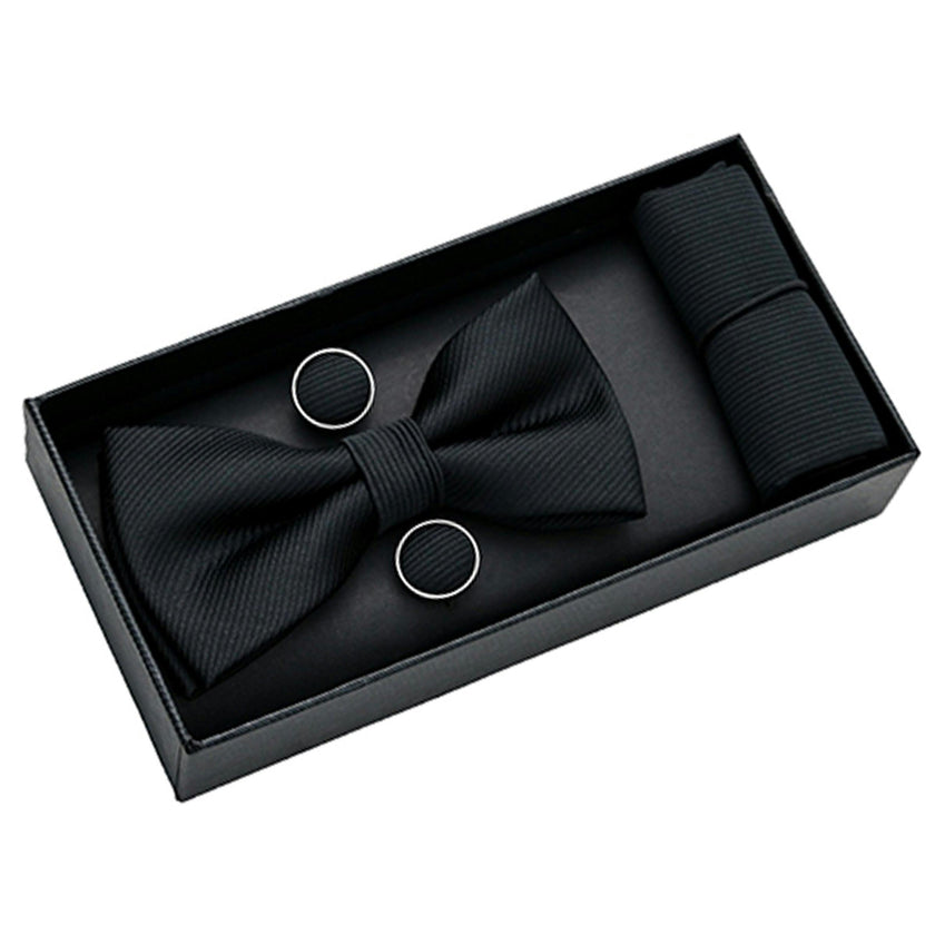 Black Etched Bowtie Set