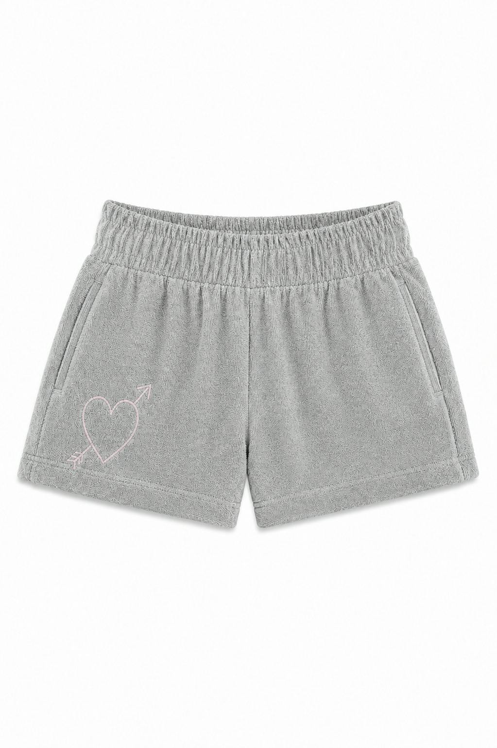 Sammie Grey With Heart & Arrow Terry Shorts