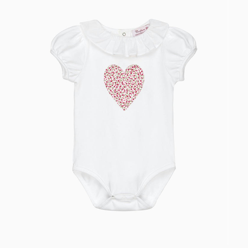 Baby Short-Sleeved Cherry Heart Bodysuit