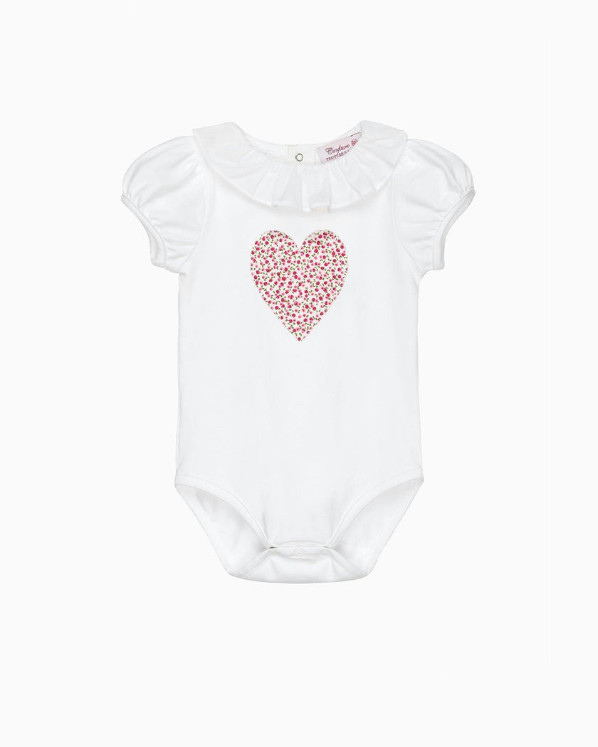 Baby Short-Sleeved Cherry Heart Bodysuit