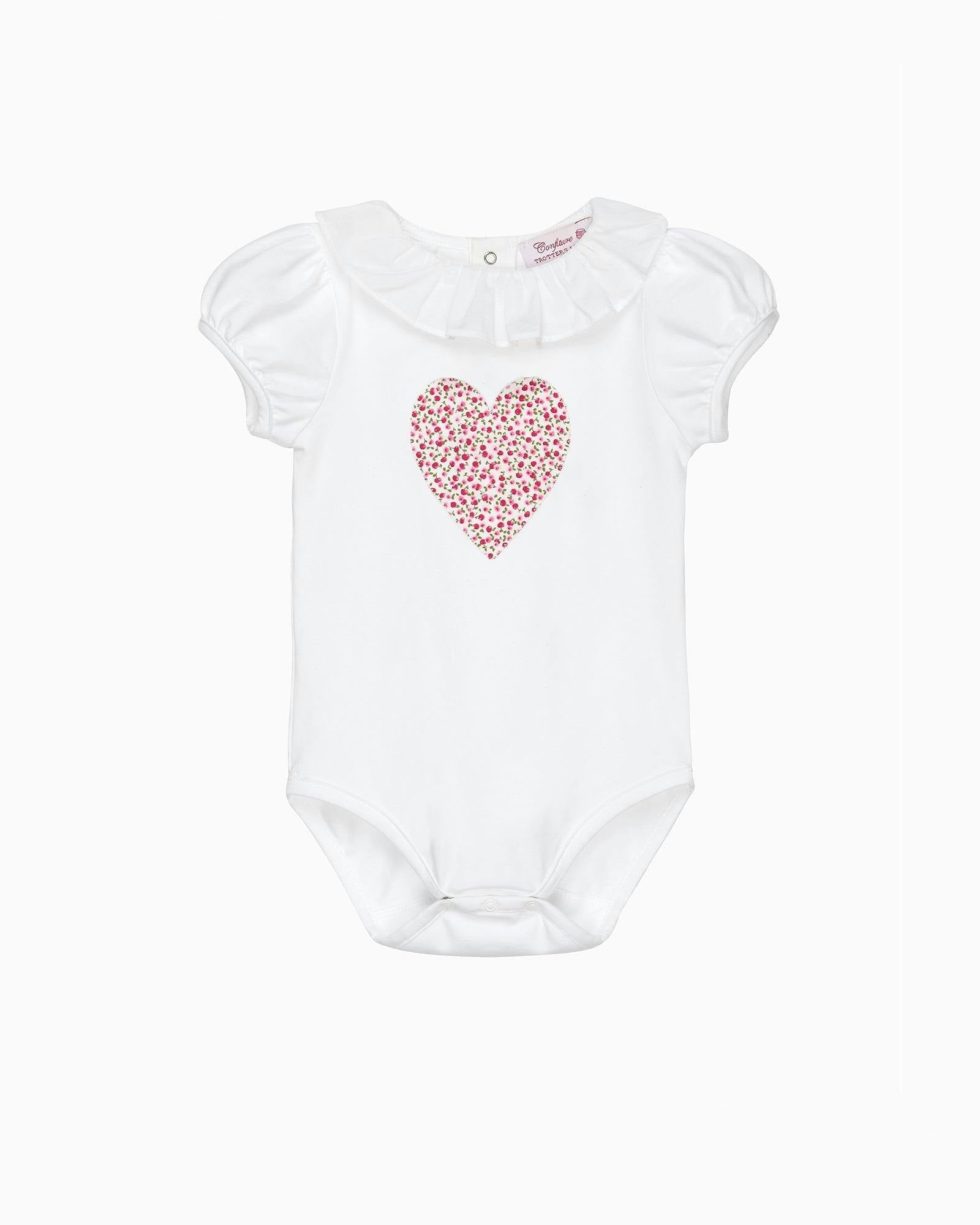 Baby Short-Sleeved Cherry Heart Bodysuit