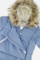Baby Snug One Piece Snowsuit Adapted For Car Seats Blue Grey