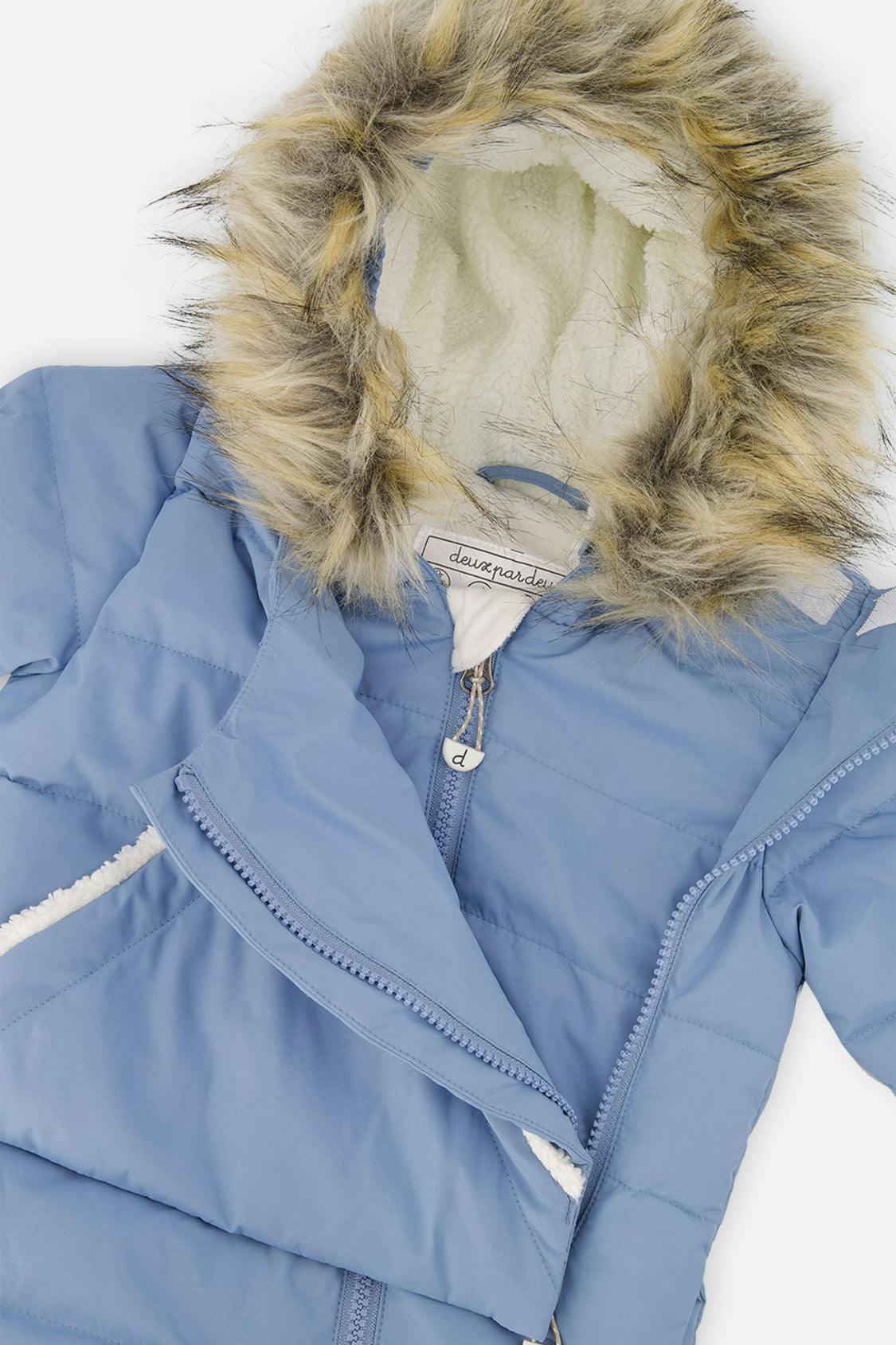 Baby Snug One Piece Snowsuit Adapted For Car Seats Blue Grey