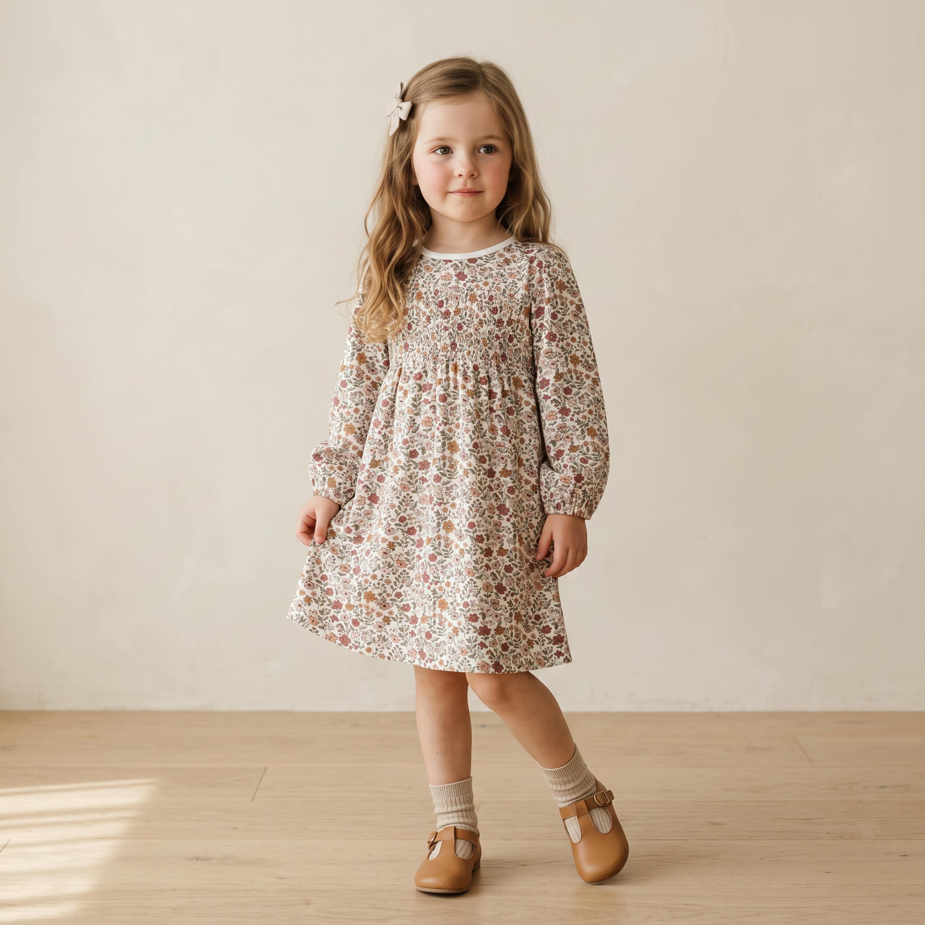 Organic Smocked Sundress - Woodland Sprig