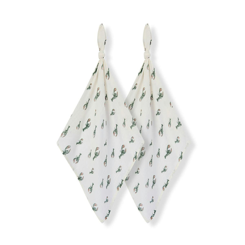 Mint Lobster Bamboo Two-Piece Burp Cloth Set