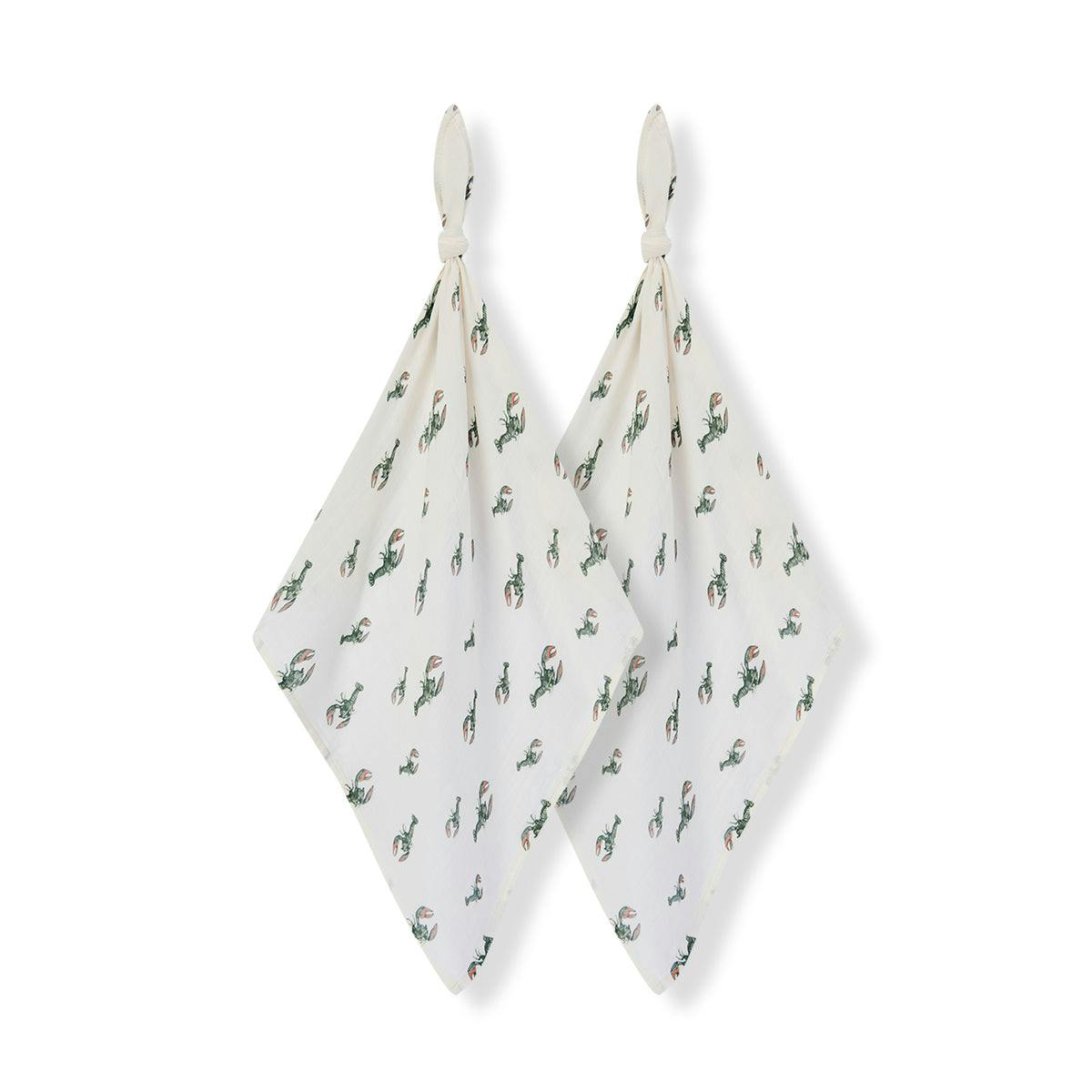 Mint Lobster Bamboo Two-Piece Burp Cloth Set
