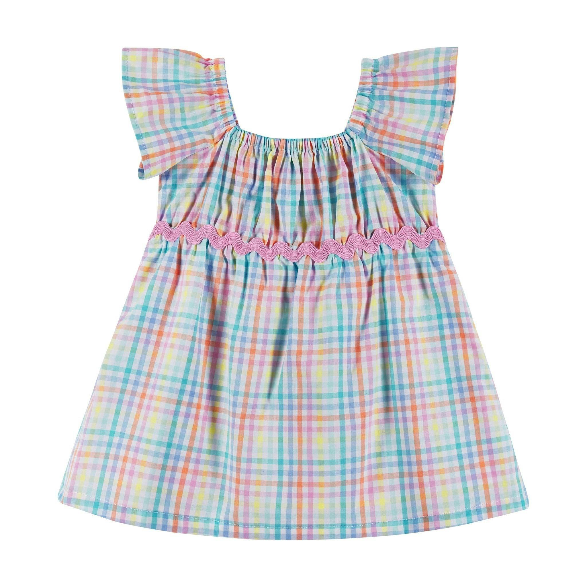 Infant Girls Plaid Dress Set | White Plaid