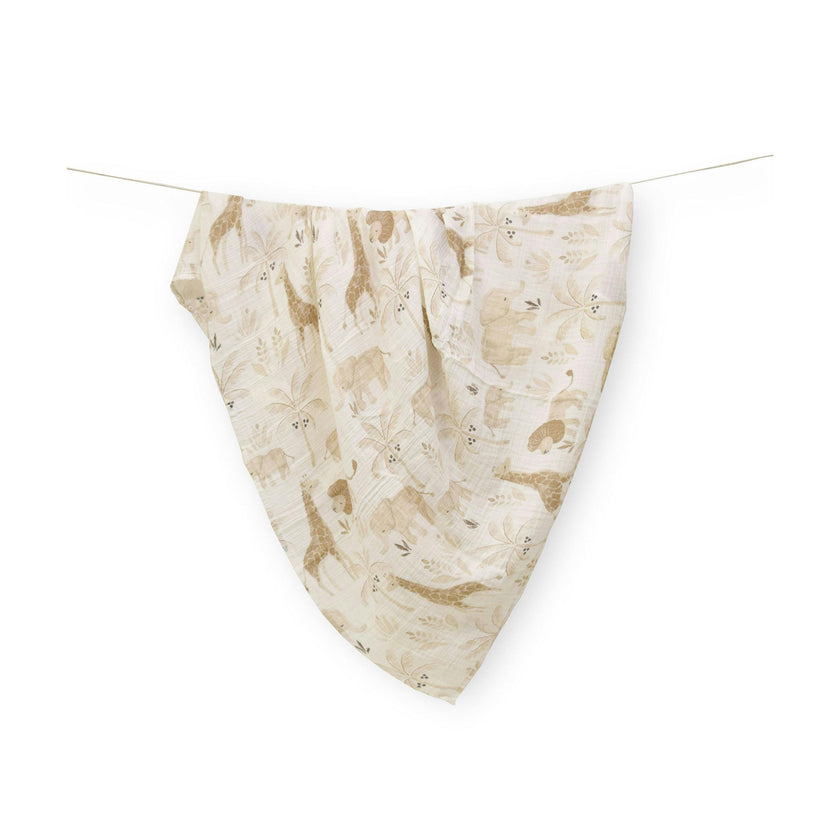 Kendi Cotton Muslin Swaddle Blanket Set (Safari, Set of 2)