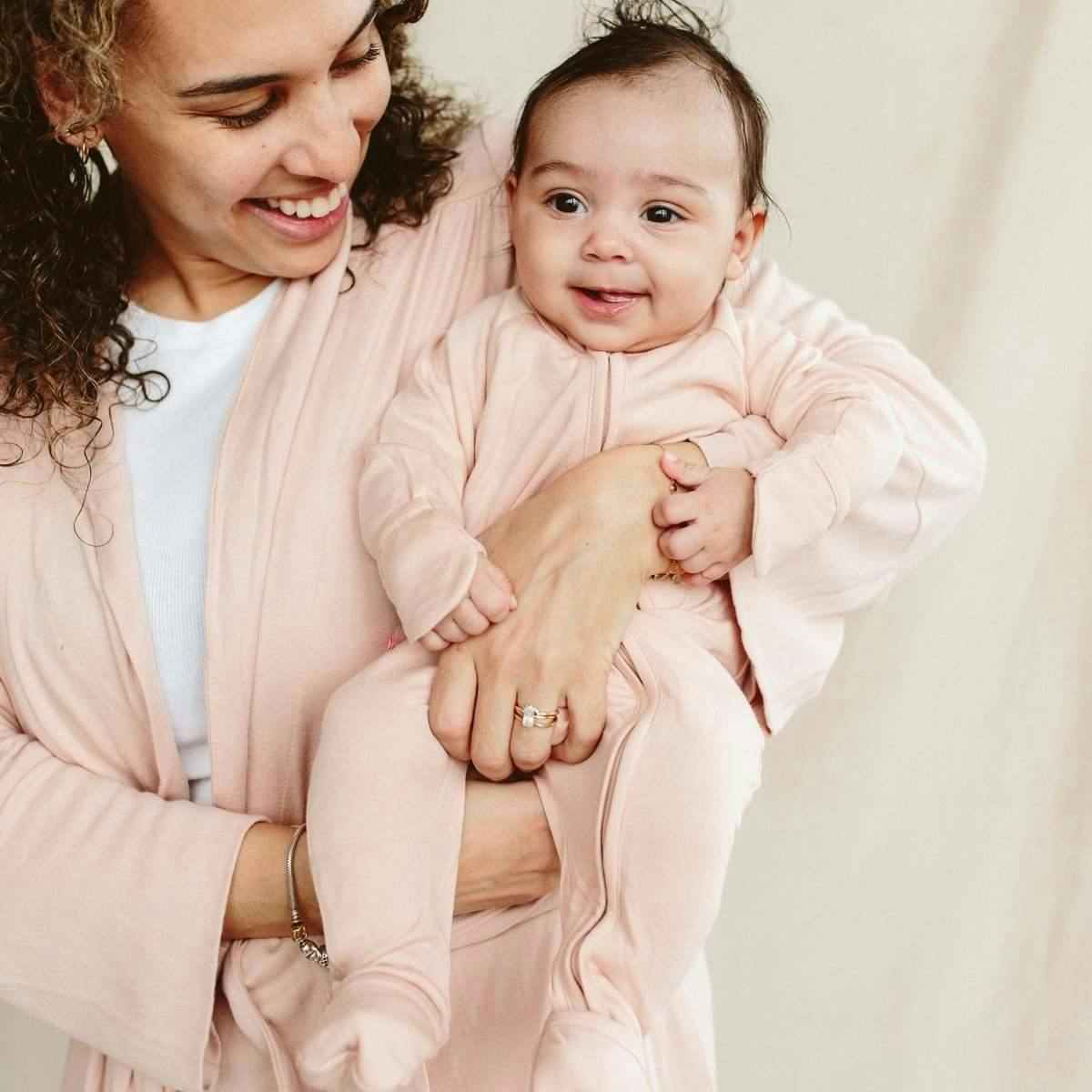 GROW WITH YOU FOOTIE | ROSE — Bamboo Organic Cotton Blend, 0–6M