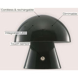 Porcini 7" Contemporary Bohemian Rechargeable/Cordless Iron Integrated LED Mushroom Table Lamp