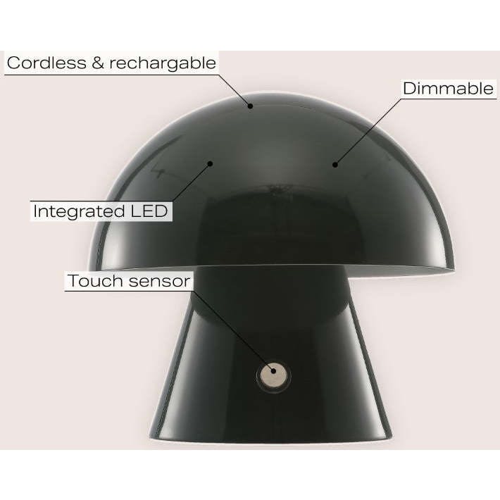 Porcini 7" Contemporary Bohemian Rechargeable/Cordless Iron Integrated LED Mushroom Table Lamp
