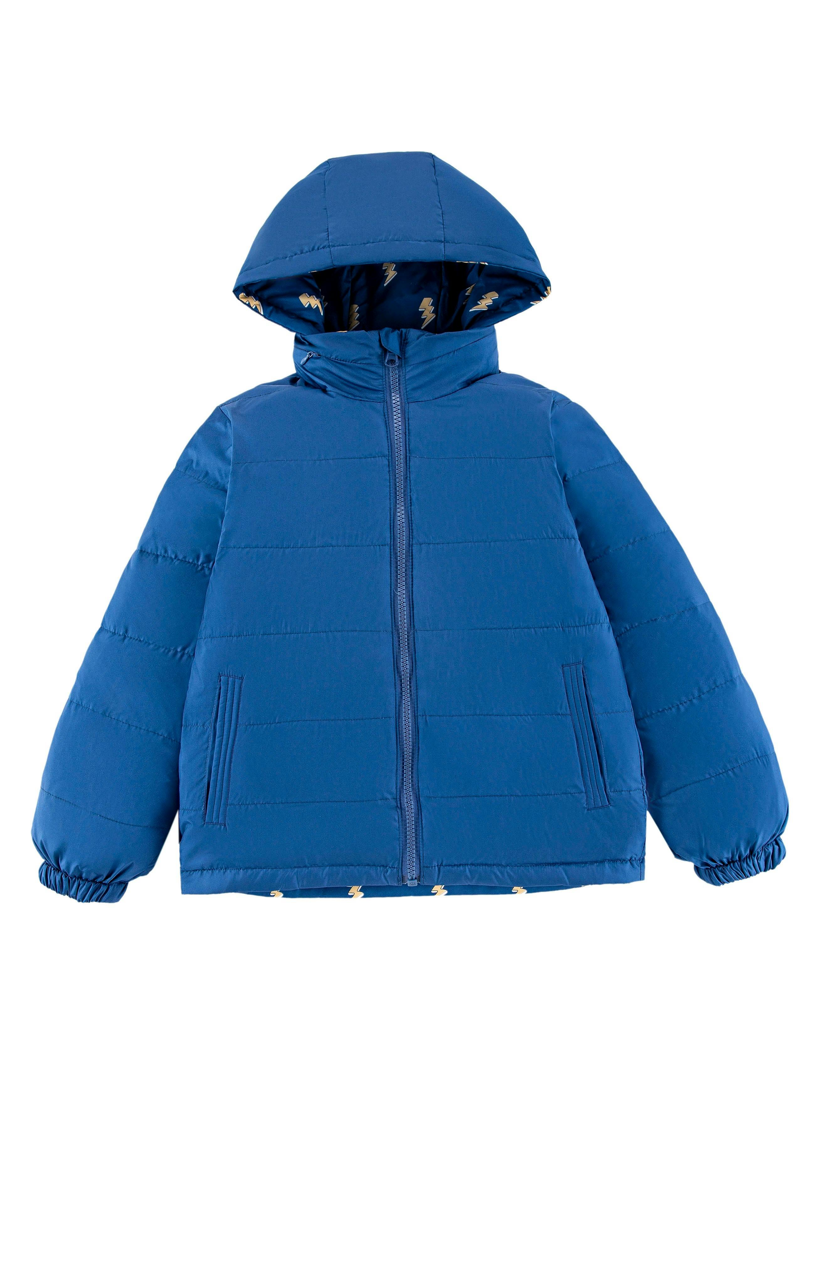 Blake Hooded Reversible Lightweight Down Puffer Jacket, Navy Lightning