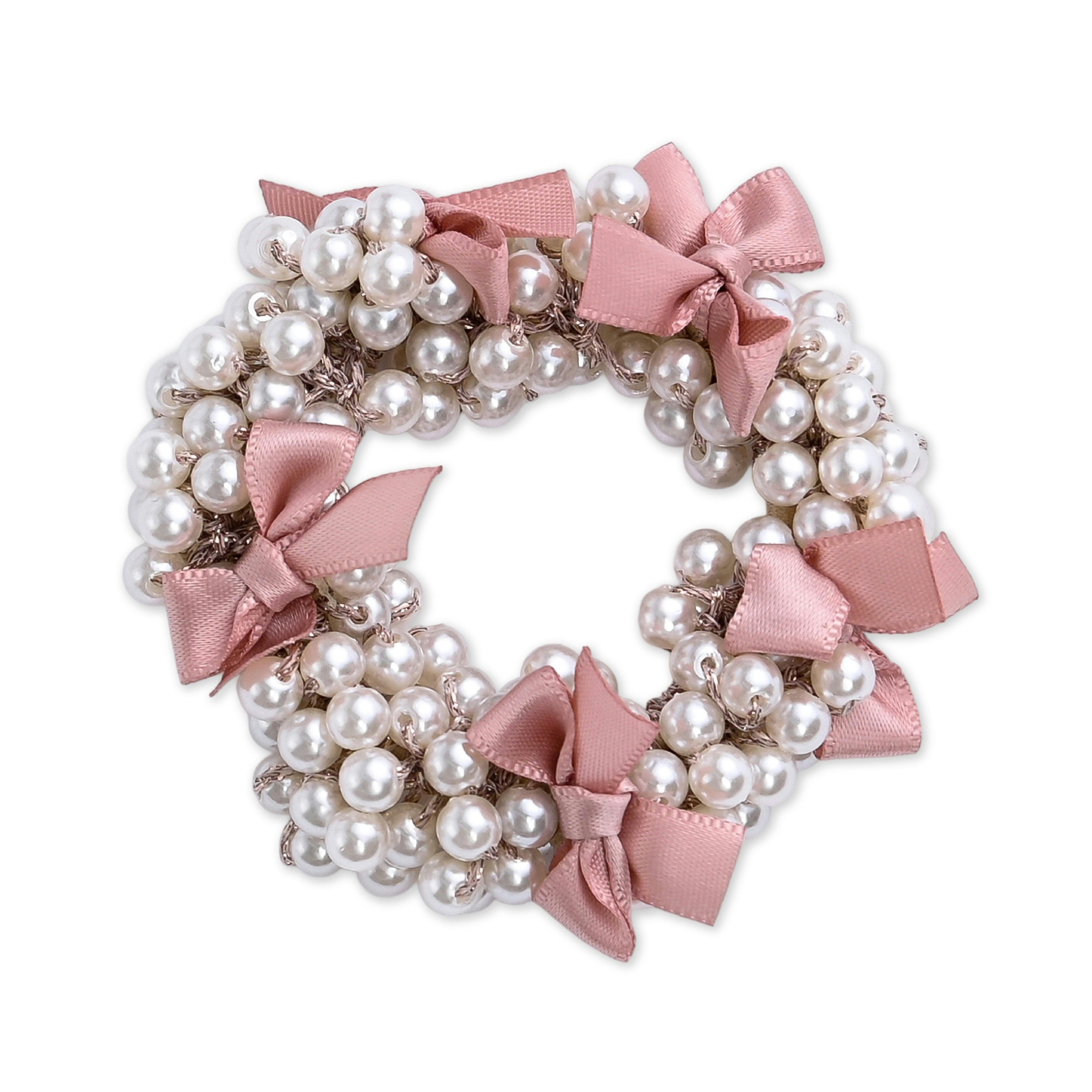 Beaded Bow Scrunchie Set