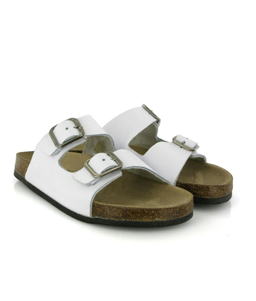 Smooth Leather Two Velcro Sandal, White