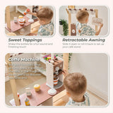 Teamson Kids Espresso Treats Wooden Coffee Stand with 29 Pcs Accessories