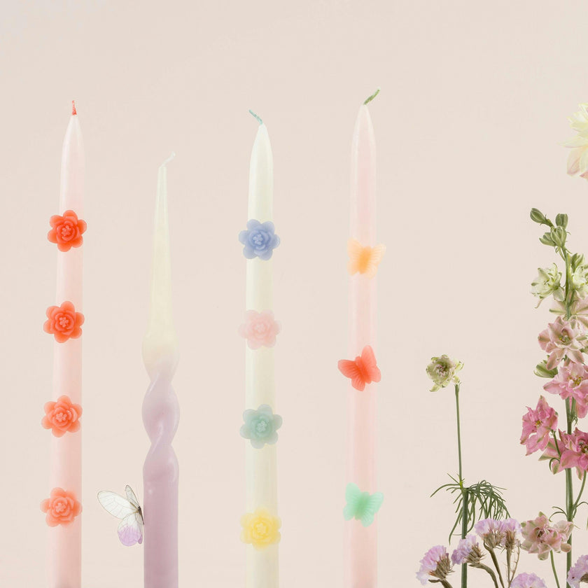 Pastel Flower Taper Candles