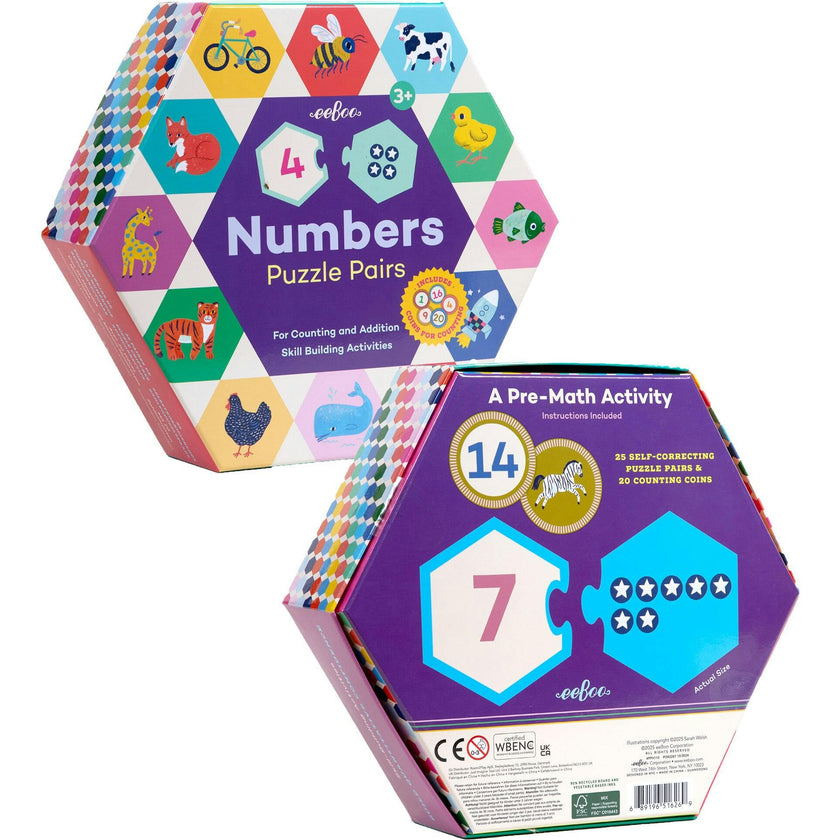 Hexagon Puzzle Pairs: Numbers