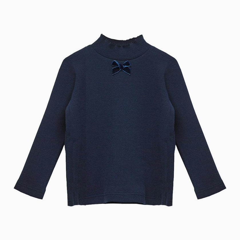 Grace Bow Jersey Top in Navy