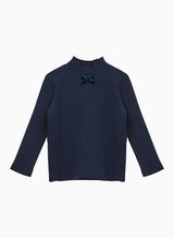 Grace Bow Jersey Top in Navy