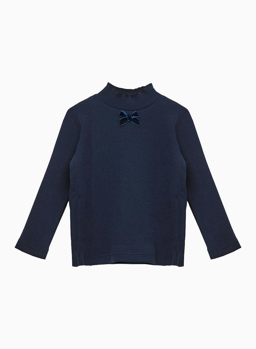 Grace Bow Jersey Top in Navy