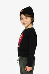 Long Sleeve Organic Cotton T-Shirt Black and Red