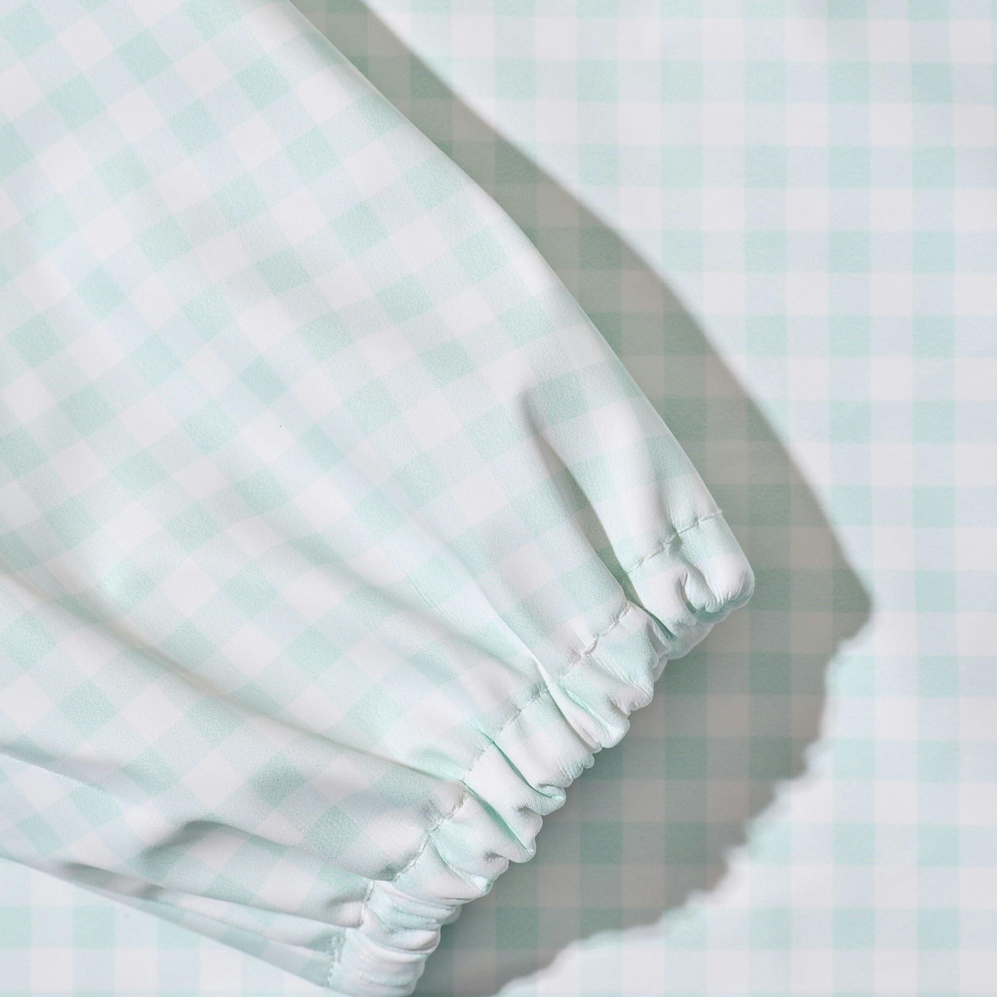 Magnetic Long Sleeve Bib - Mint Check