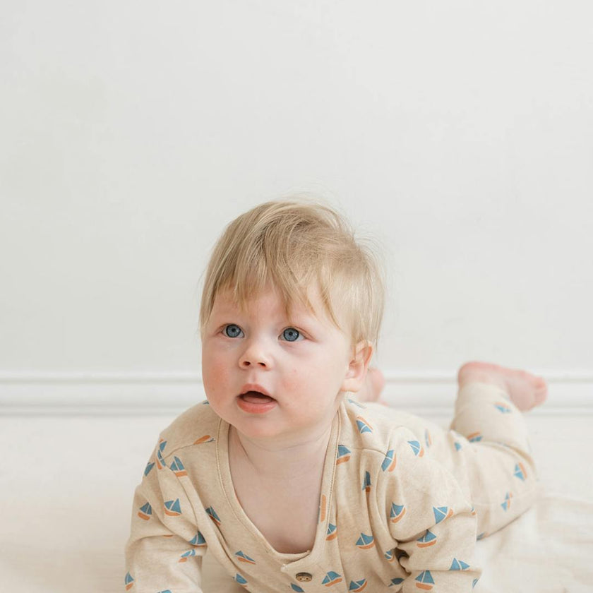 Quinn Magnetic Playsuit in Sailboats