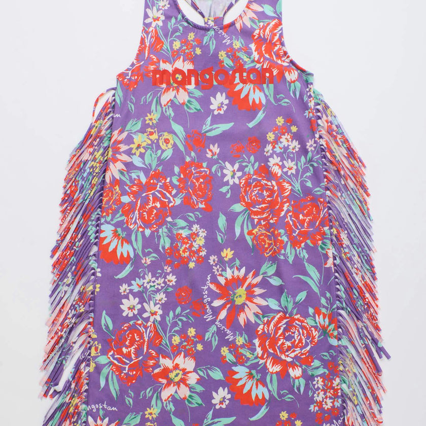 BEVERLY FRINGE DRESS DEEP PURPLE