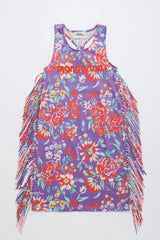 BEVERLY FRINGE DRESS DEEP PURPLE
