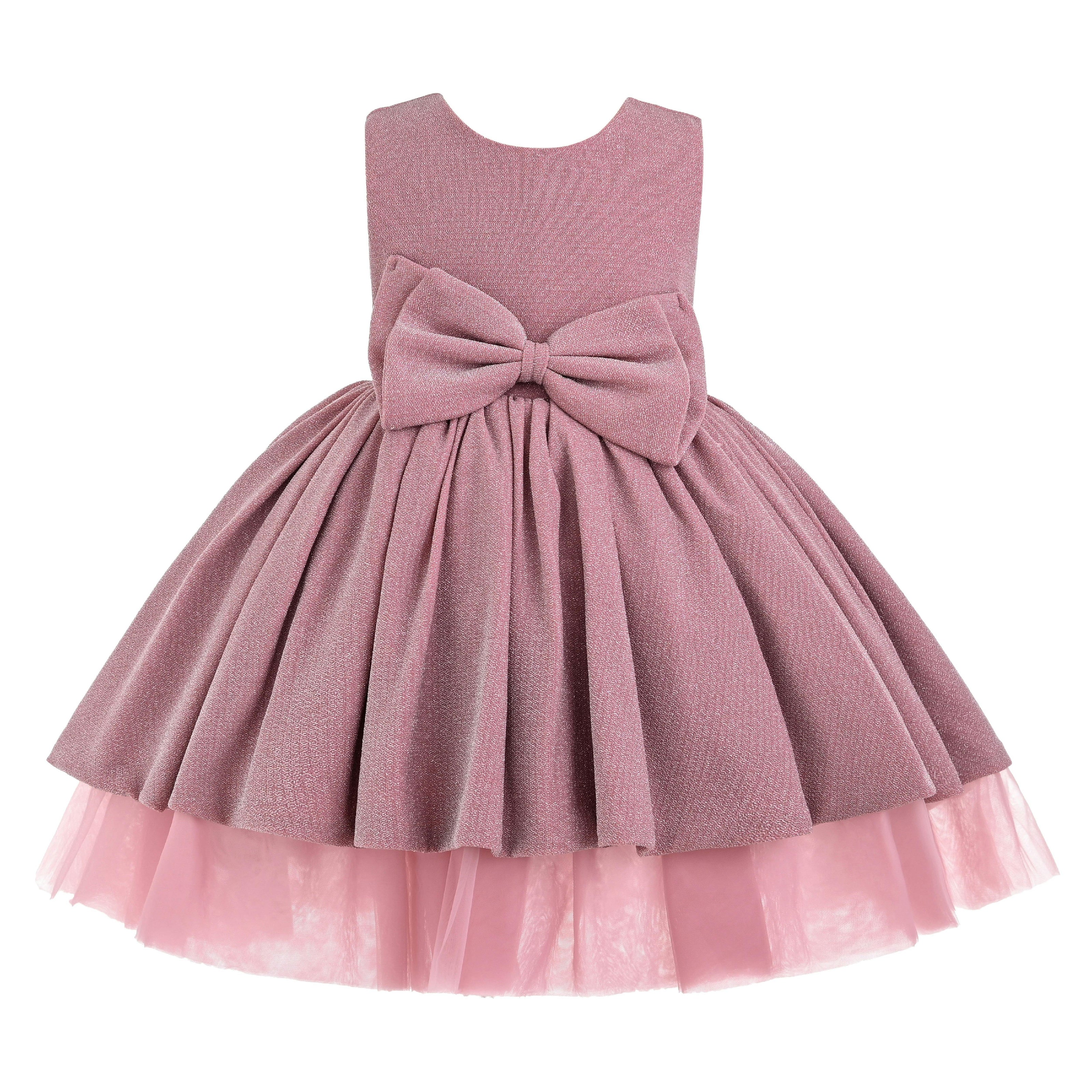 Pink Isalyn Glitter Bow Dress