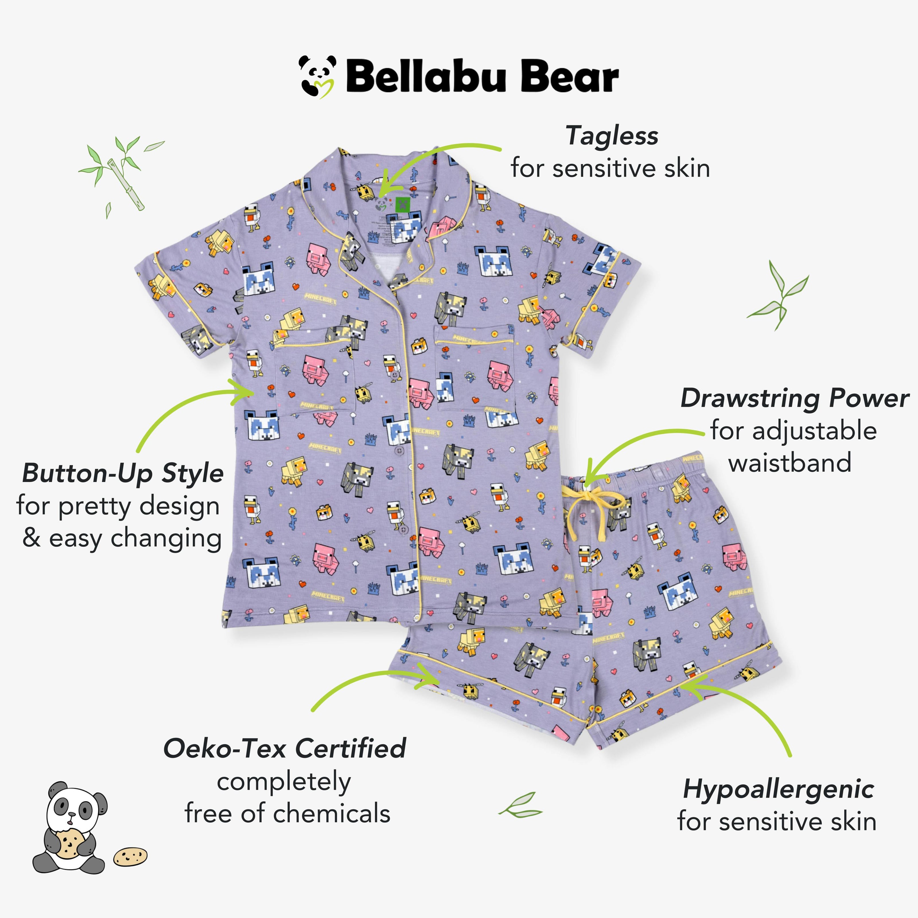 Minecraft Pixel Pals Bamboo Women's Pajama Short Set