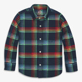 Kids long sleeve flannel button down in rainbow plaid