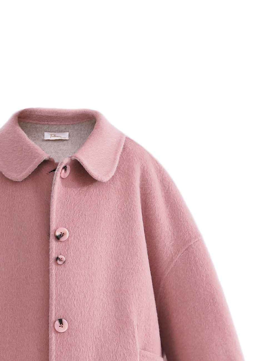 Pink Wool Coat with Peter Pan Collar